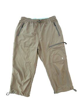 Kalenji Decathlon KD Womens Running Capri Pants L Brown Drawcord Activewear